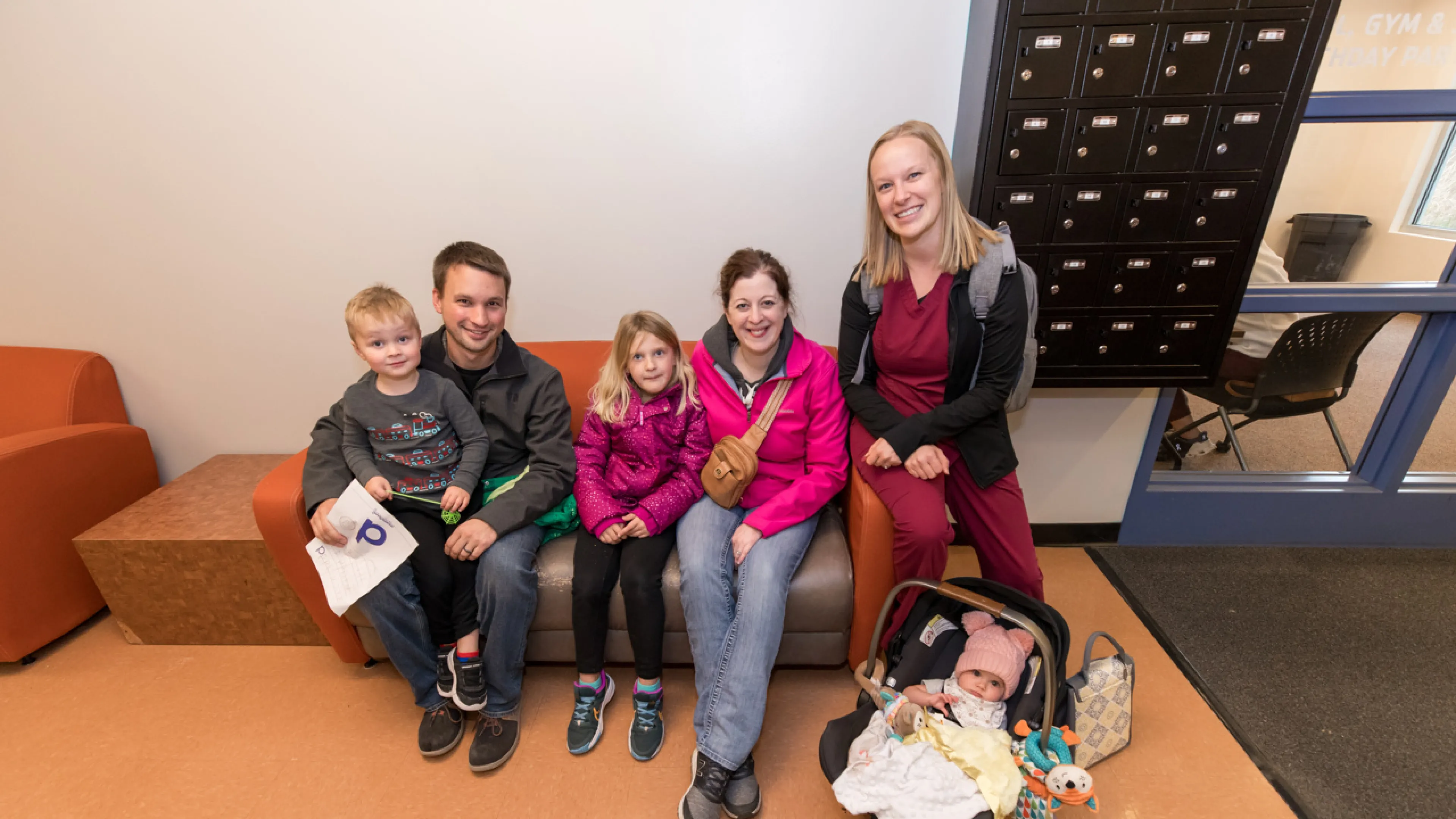 YMCA family in the lobby