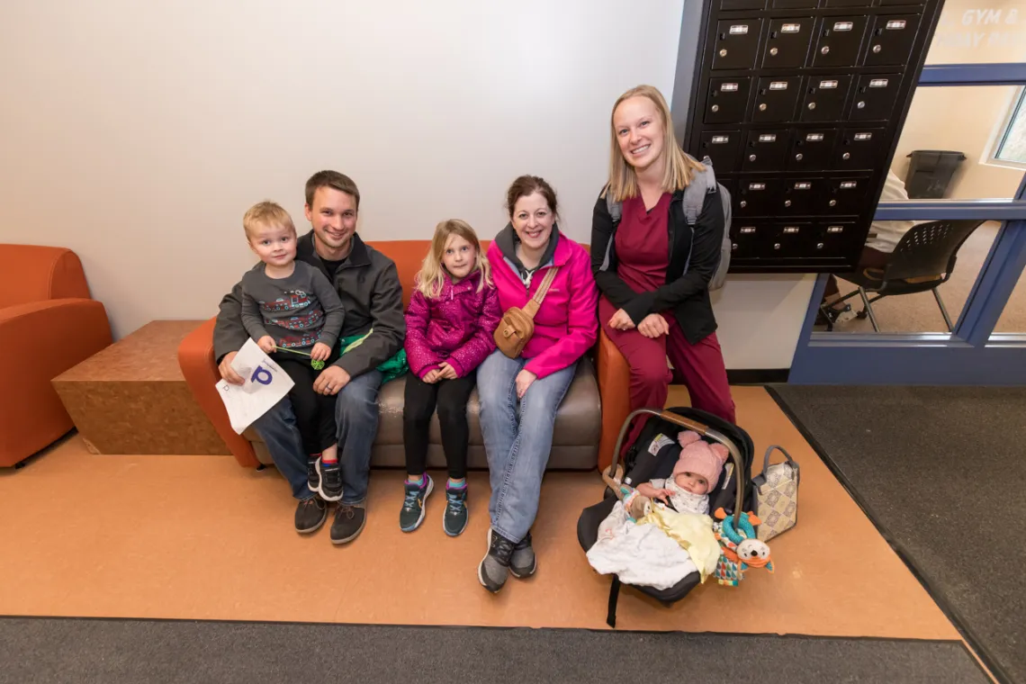 YMCA family in the lobby